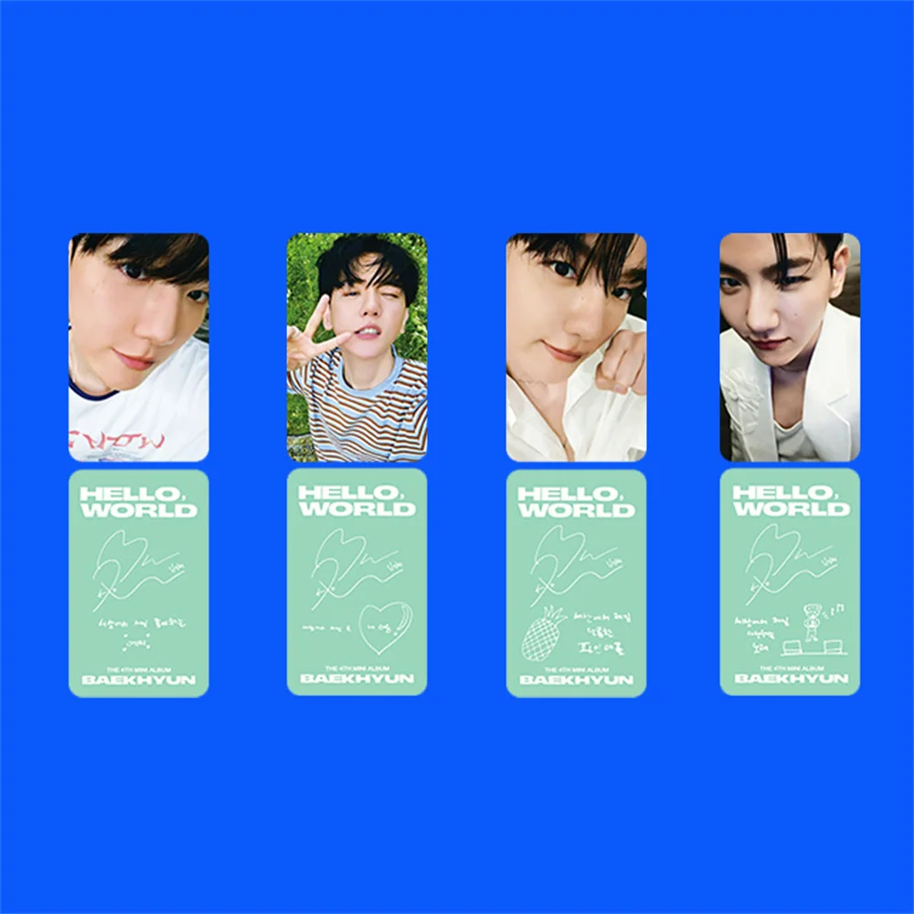 Kpop Idols BAEKHYUN Mini4 Solo Album HELLO WORLD Photocard Korean Style Selfie Card Coated LOMO Card Fans Collection Pocztówka