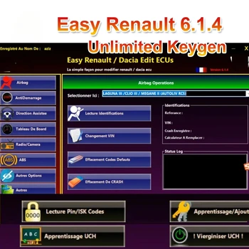Renault ECU 프로그래머 용 Easy Renault 6.1.4 소프트웨어 Clear Crash 에어백 카드 키 UCH 클리너 OBDLink Renolink 사용