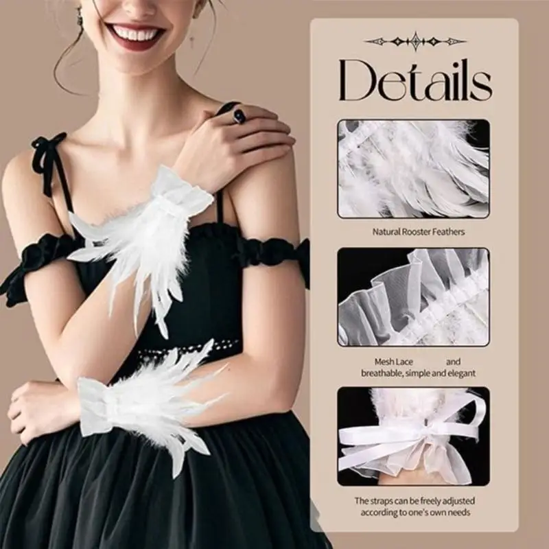 Layered Wrist Cuffs Costume Accessories with Adjustable Tie Closure 6XDA