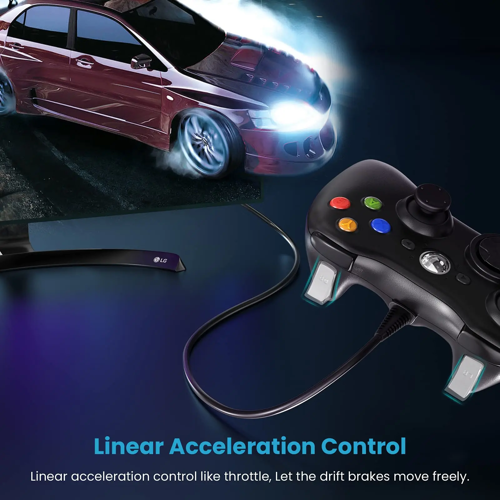 Wired Gamepad For Xbox 360 Game Controller with Dual-Vibration Turbo Compatible X box 360/360 Slim and PC Window Joystick view 4
