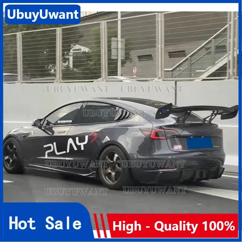 For Tesla Model 3 / Model Y ABS Plastic Material Unpainted Color Rear Roof GT Spoiler Wing Trunk Lip Boot Cover