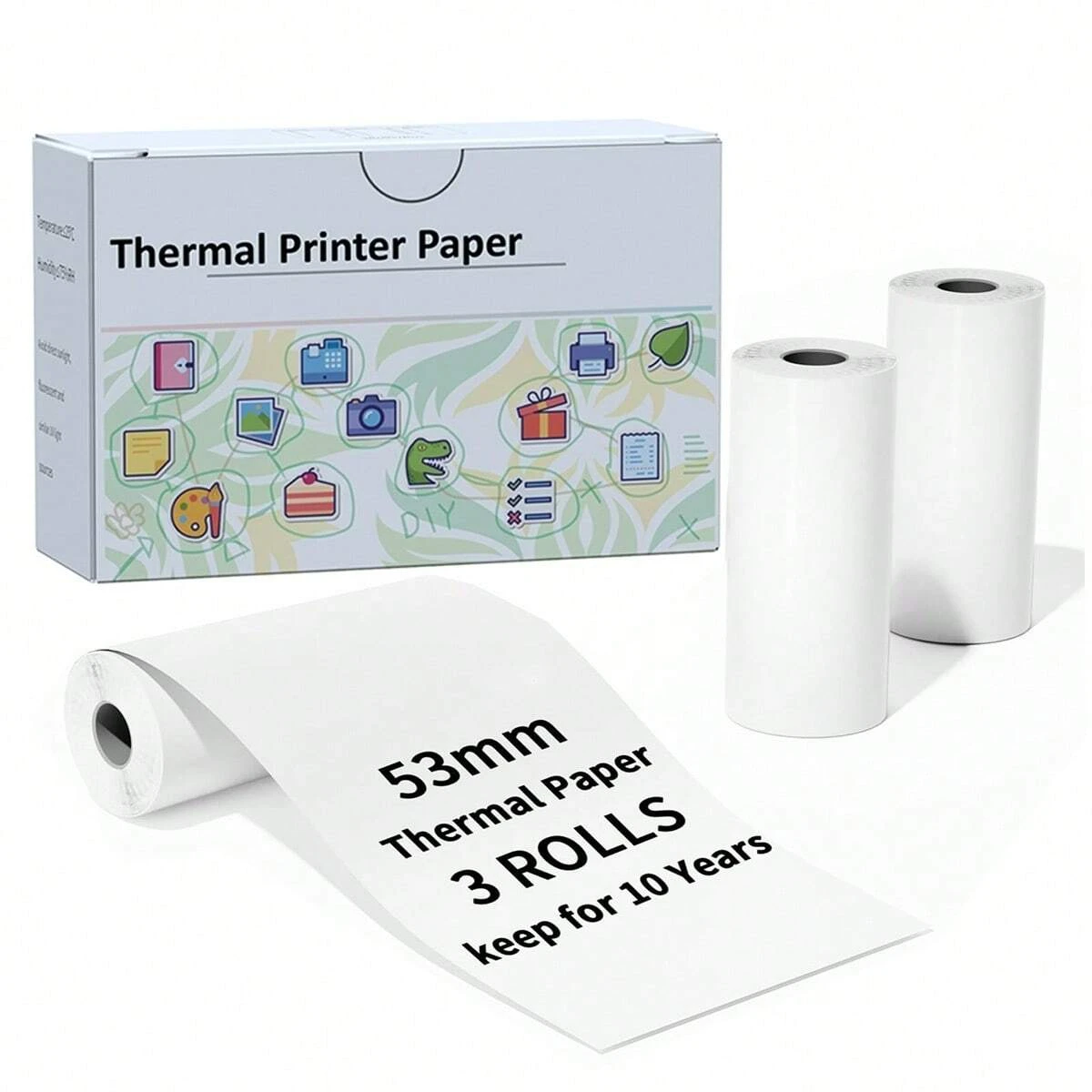 3Rolls Thermal Paper For T02 Mini Printer 53mm 2