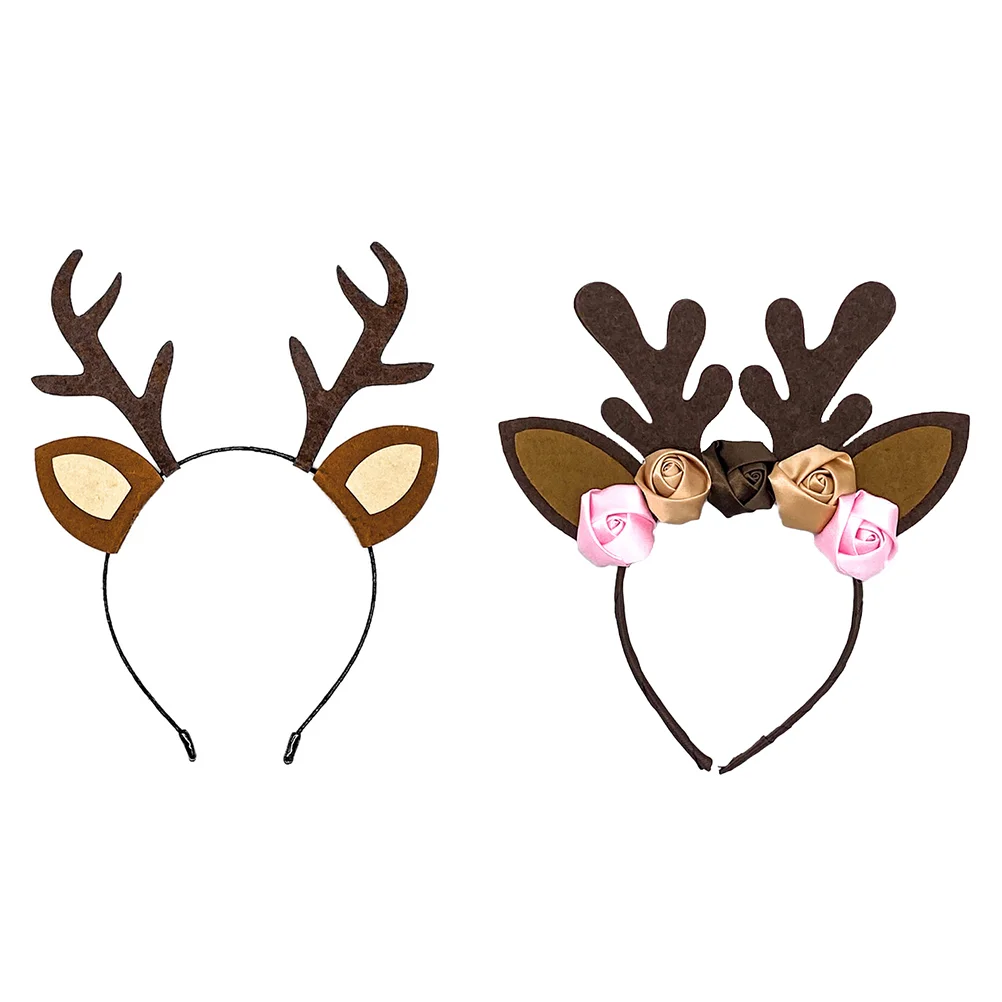 Reindeer Headband Hair Antlers Christmas Antler Deer Animal Fawn Hairband Elk Band Horn Holiday Performance Hoop Stag Headwear