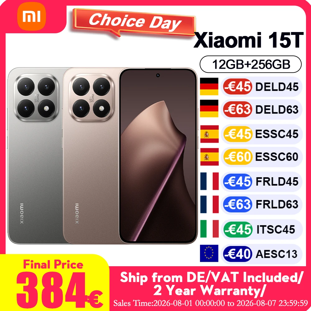 Xiaomi 15T 5G Smartphone Global Version 7.5mm Slim Body 6.83" AMOLED Display 120Hz MTK Dimensity 8400-Ultra CPU 5500mAh Leica Triple Camera Without Charger