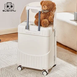 SUSHIMU Children's luggage with aluminum alloy frame travel suitcase 20/22/24 inch suitcase TSA password lock