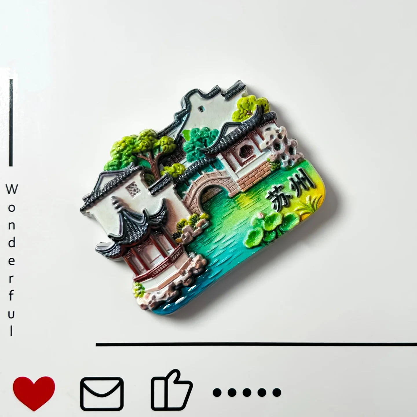 China, Jiangsu, Suzhou, Jiangnan, garden scenery, creative decorations, classical landscapes, refrigerator stickers view 2