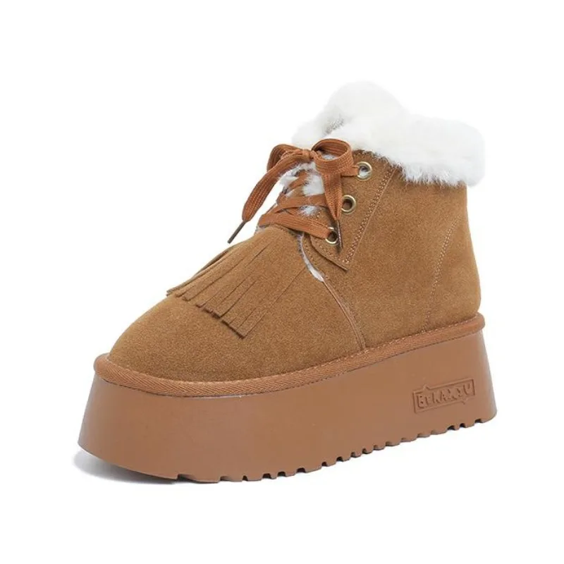 

Height Increasing Thick Soled Women's Shoes, Fashionable Versatile Women's Boken Short Boots, 2026 New Winter Plush Warm Shoes