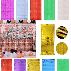 1m×2m Bright Square Rain Curtain Party Wedding Birthday Background Wall Decoration Parti Decor Gold Silver Green Rain Curtain