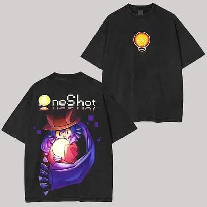 OneShot Niko Washed T-shirt 2026 New Model personality Clothes shirt Year round clothing Streetwear Trendy high quality Couples