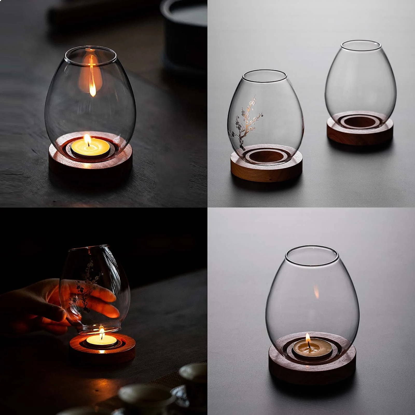 Japanese Glass Candle Holder Creative Ornament Romantic Home Zen Vintage Aromatherapy Windproof Cover Table Decoration