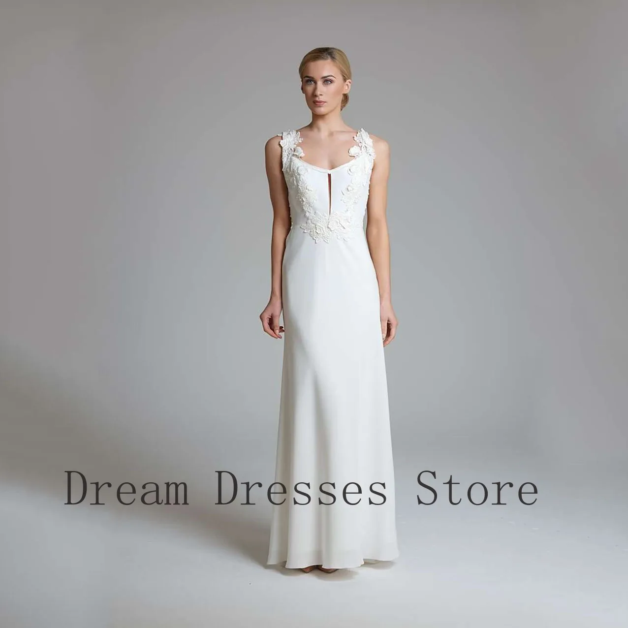 

Customized Simple Chiffon Applique Draped A-line Spaghetti strap Long Dresses Bespoke Occasion Dresses Exquisite Sizes Available