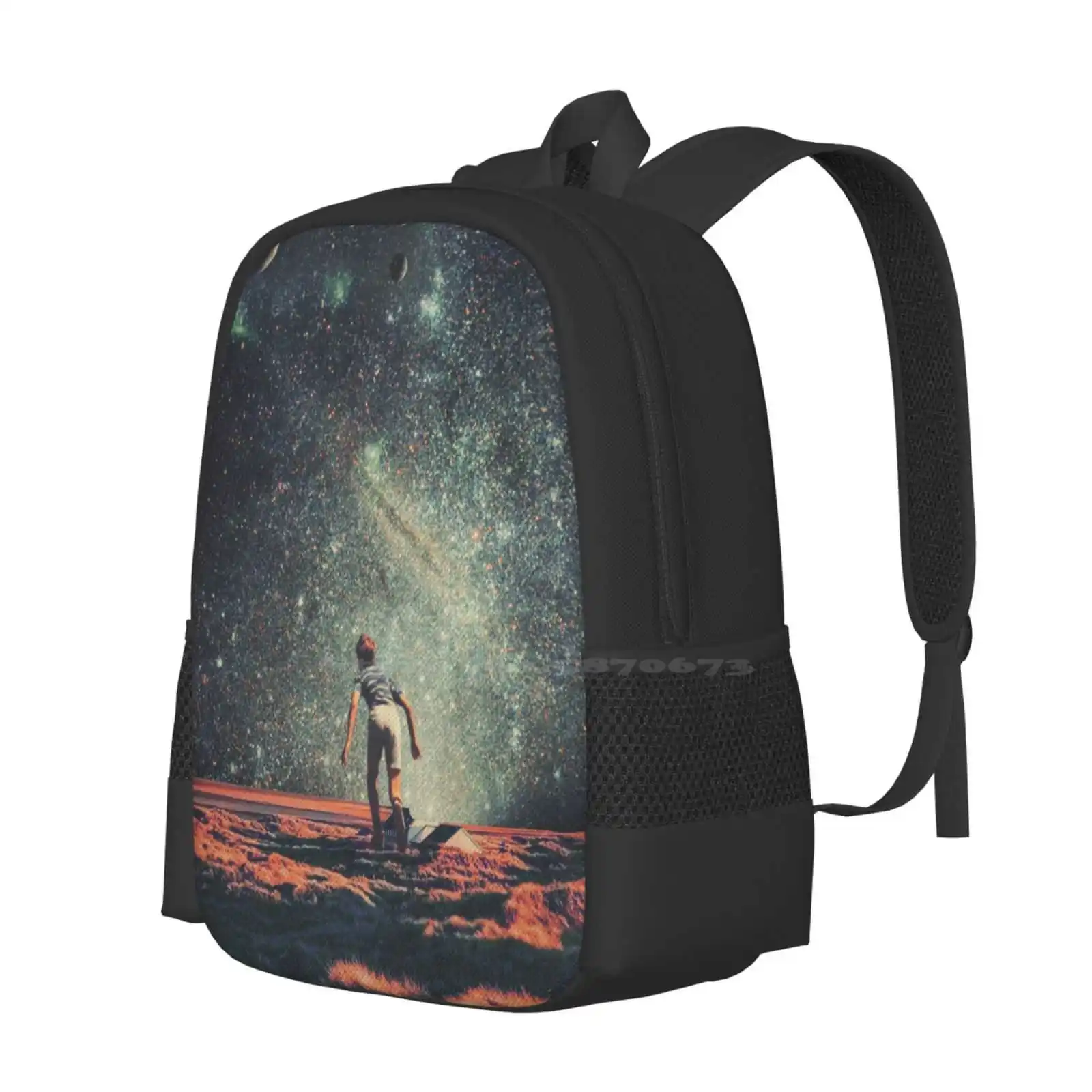 Nostalgia Backpack For Student School Laptop Travel Bag Frank Moth Vintage Collage Pop Art Space Universe Retrofuture Kid Child