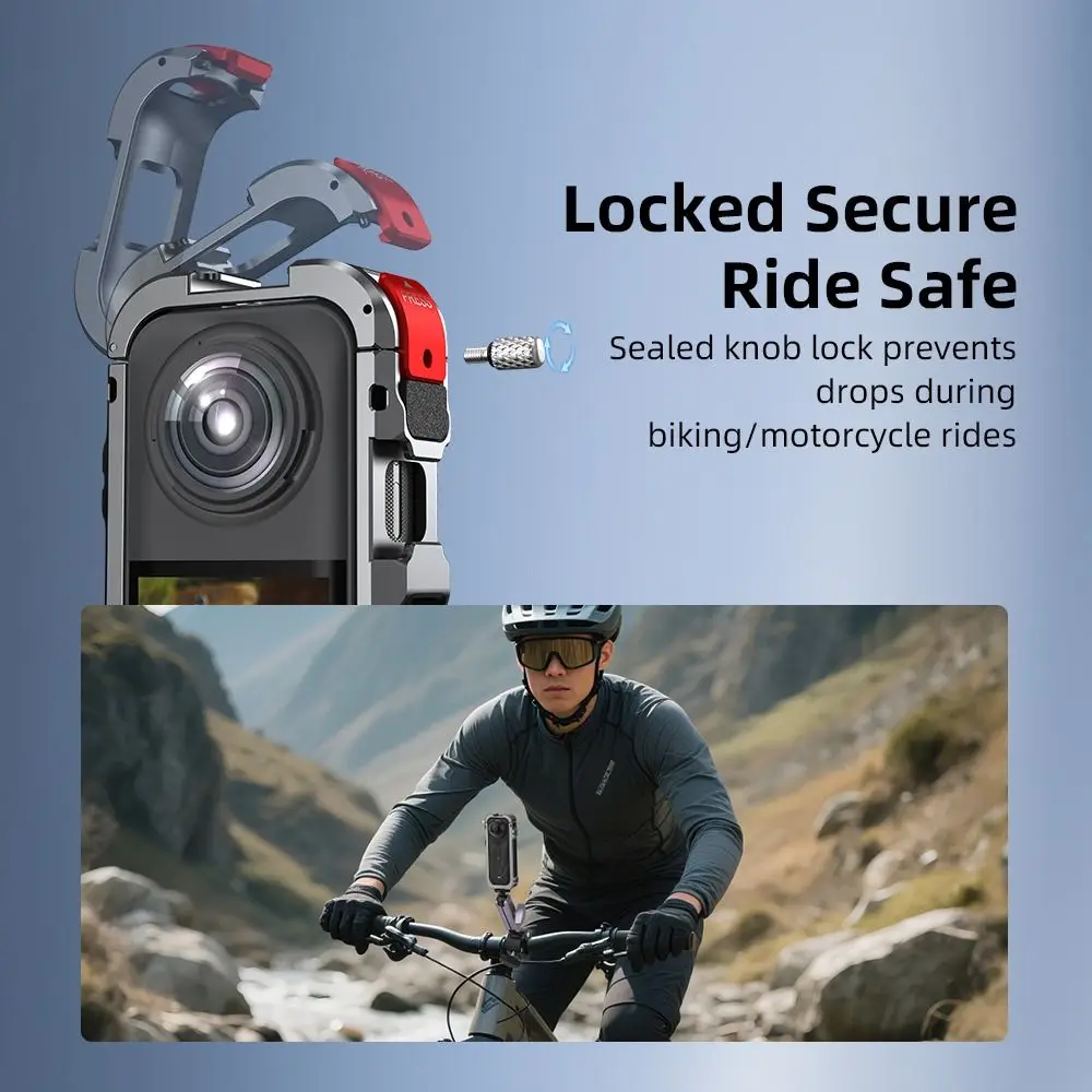 حافظة واقية من سبائك الألومنيوم مدمجة في الحذاء البارد إطار معدني سريع التحرير مع غطاء للعدسات قفص الكاميرا لـ Insta360 X5