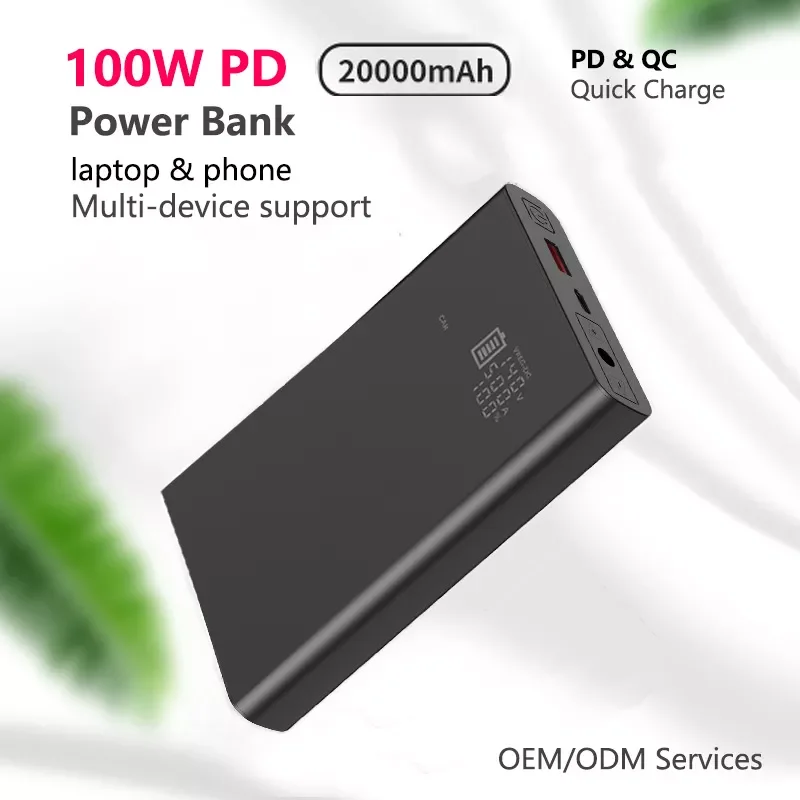 DC Power bank 5V 9V 12V 15V 16V 19V 19.5V 20V 24V PD 100W USB C Laptop PD Battery Pack Powerbank For Macbook Pro Dell HP phone
