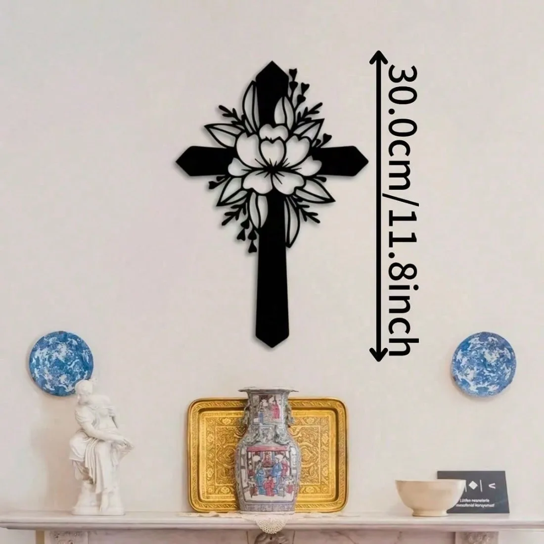 Marken-Eisenkreuz Wanddekoration, Schwarzes Kunstwerk für Kirche, Schlafzimmer und Wohnzimmer, Geschenk für Hozeit und Feiertage
