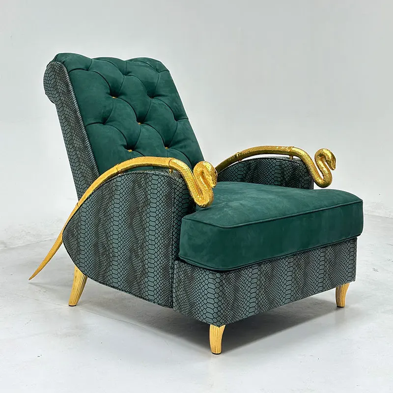 Leisure Chair Hotel Villa Alligator Leather Single Back Chair