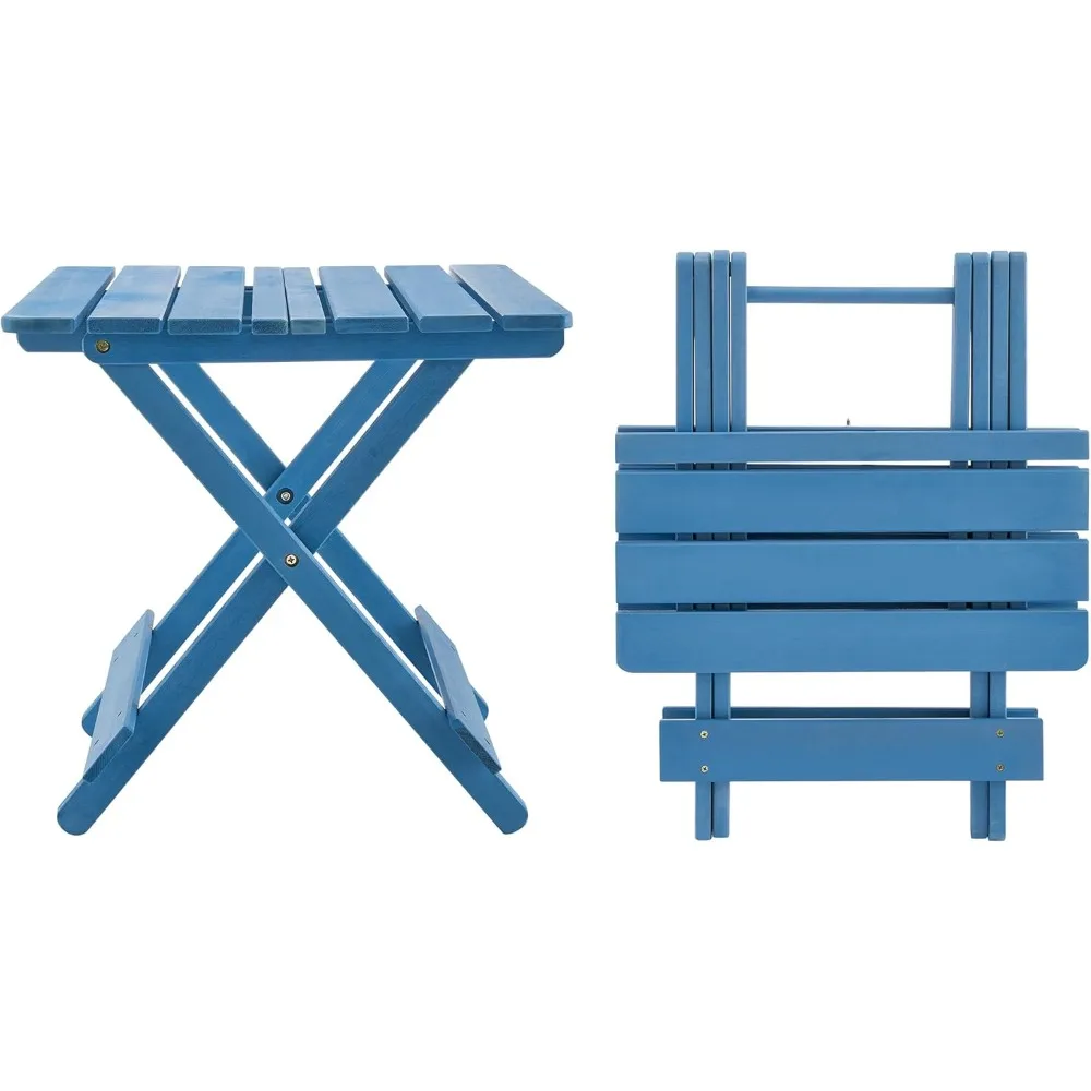 

Folding Indoor Outdoor Side End Table, Small Patio Bistro Cafe Table, Square Solid Wood Camp Adirondack Table for Porch Balcony