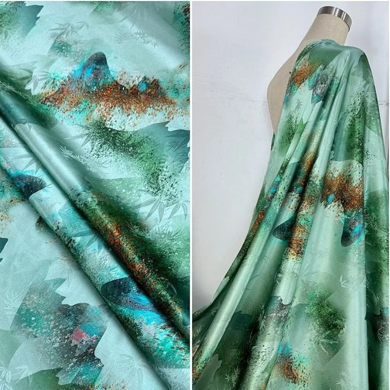 116cm-wide-19mm-green-mountains-printed-jacquard-silk-satin-fabric-for-summer-dress-pants-clothes-diy-sewing-material-r6306