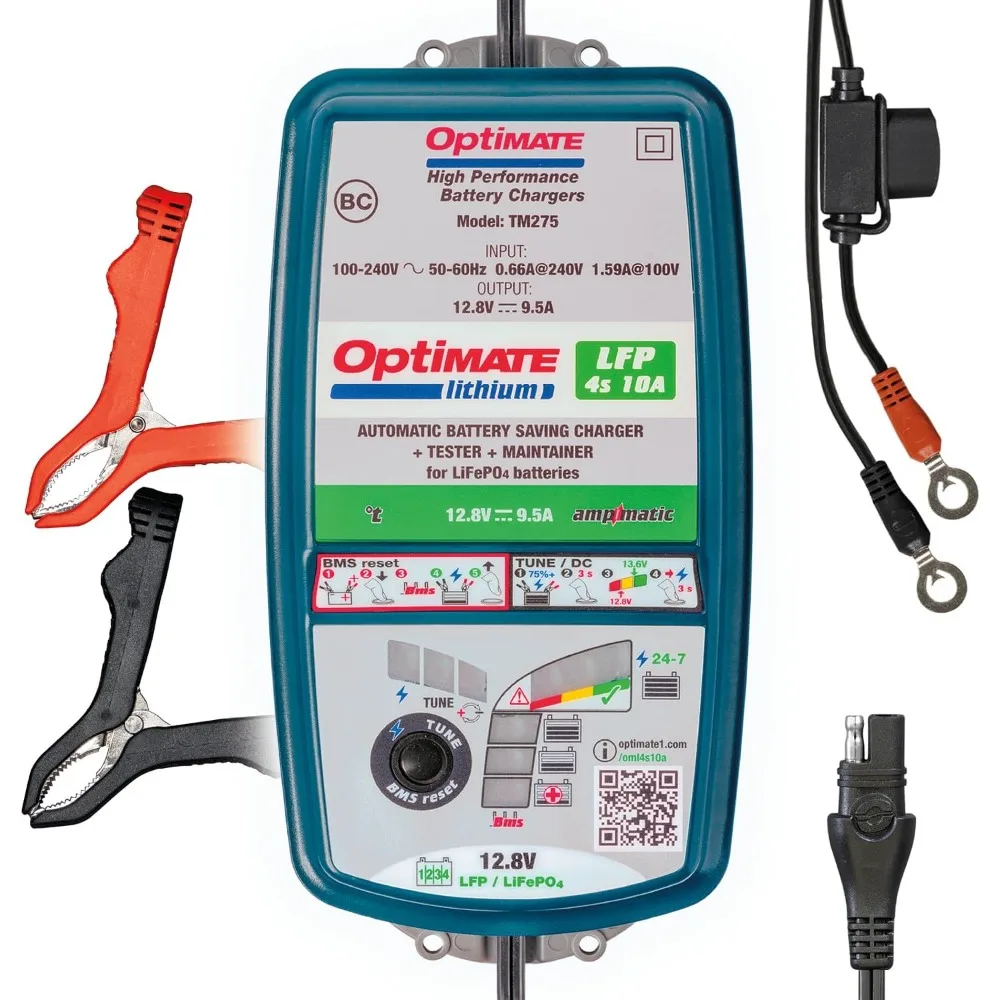 

Optimate Lithium 4s 10A, TM275v2, 10-Step 12.8V 10A High Performance Battery Saving Charger & Maintainer