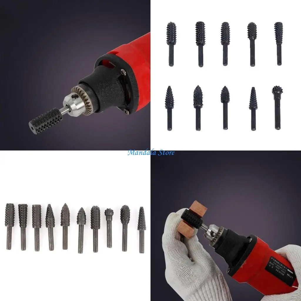 

U2JC 10 Pieces Rasp File Drill Bits Rasp Set 1/4'' 6mm Shank Rust Proof Durable