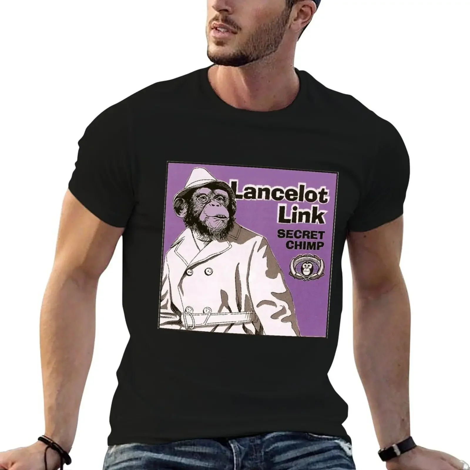 lancelot link secret chimp T-Shirt sweat anime tshirt vintage t shirt men