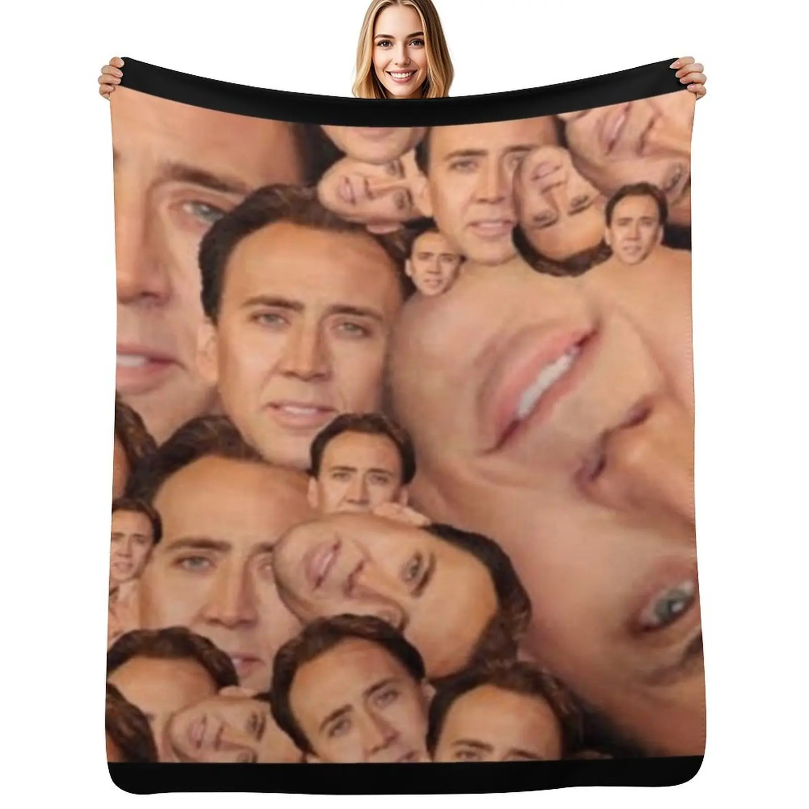 

nicolas cage meme photo collage Throw Blanket Fade Resistant Durable Throw Blanket