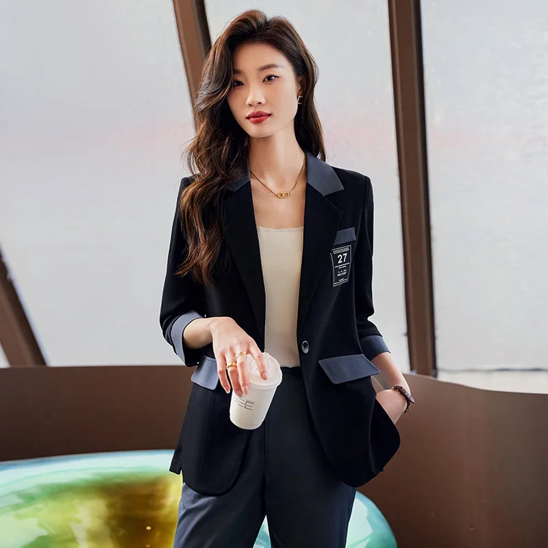 2023Summer Mid-Sleeve Professional Women's Business Elegant Small Blazer Formal Slim Fit Fashion Suit