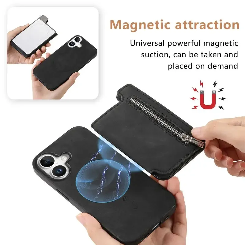 For Xiaomi 15/14 Ultra/13T/Civi 3/Poco C65 M6 X6 F5/Redmi Turbo 3/13C/A3/K70/Note 13/12 Turbo/12R Magnetic Wallet Cards Cover