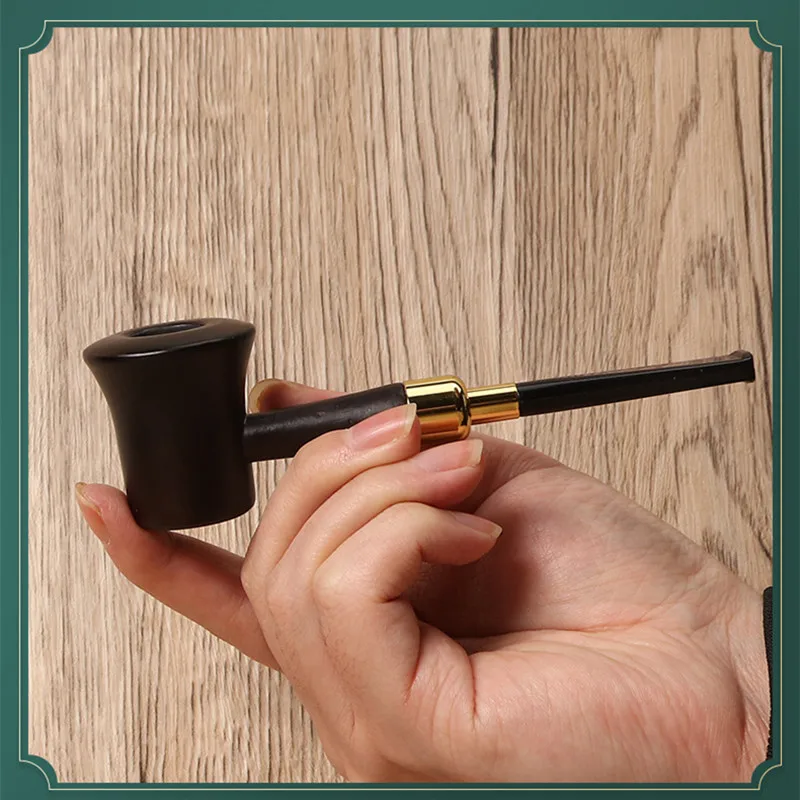 Handmade 3mm Solid Wood Smoking Pipe Tobacco Cigarettes Cigar Pipes Portable Smoking Pipe Grinder Smoke Gifts