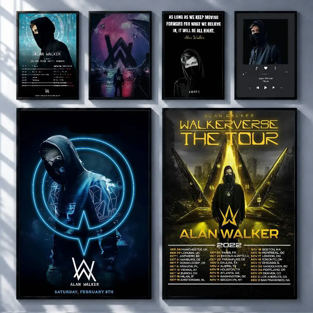 Trending DJ Alan Walker Posters Premium Self-Adhesive No Residue Wall Sticker for Home Office Bar Decor