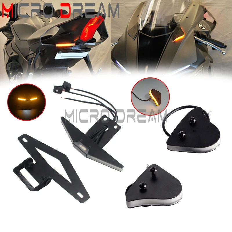 

Mirror Block Off Turn Signal LED Fender Eliminator Black For Yamaha YZF R1 R1S R1M Rear License Plate Light Tail Tidy 2015-2019