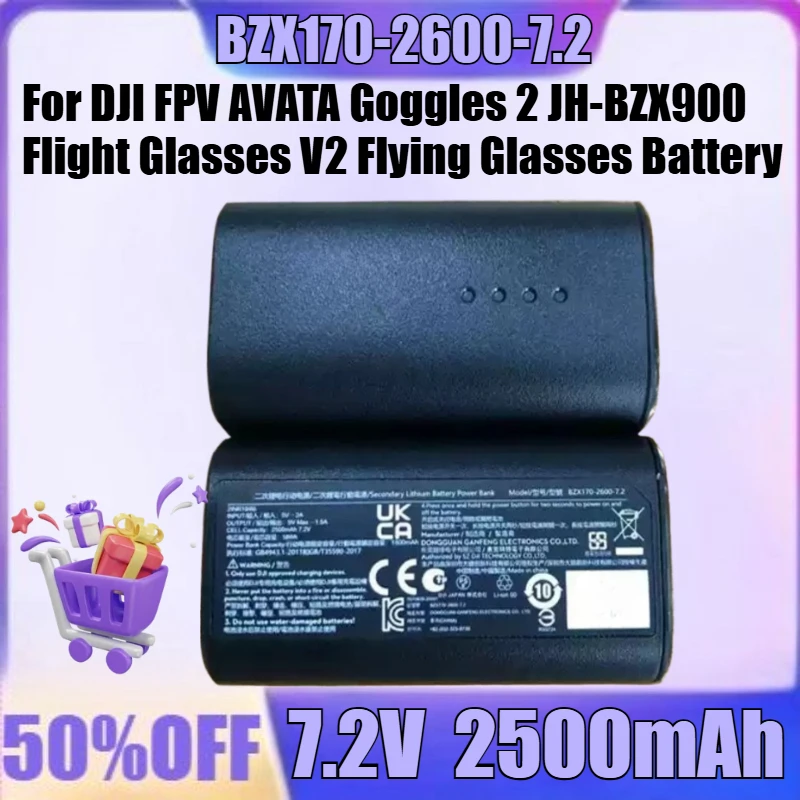 

New for DJI FPV AVATA Goggles 2 JH-BZX900 BZX170-2600-7.2 Flight Glasses V2 Flying Glasses Battery 7.2V 2500mAh