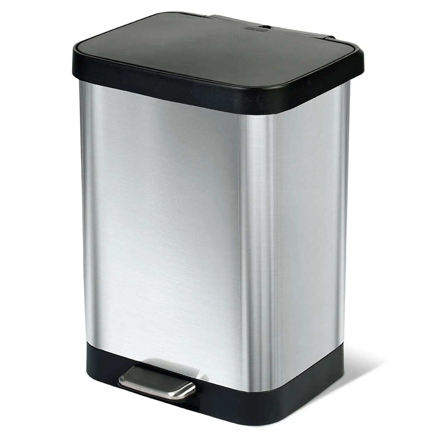 

13 Gallon Stainless Steel Step Trash Can with Soft Close Lid, Odor Protection, Bag Holder