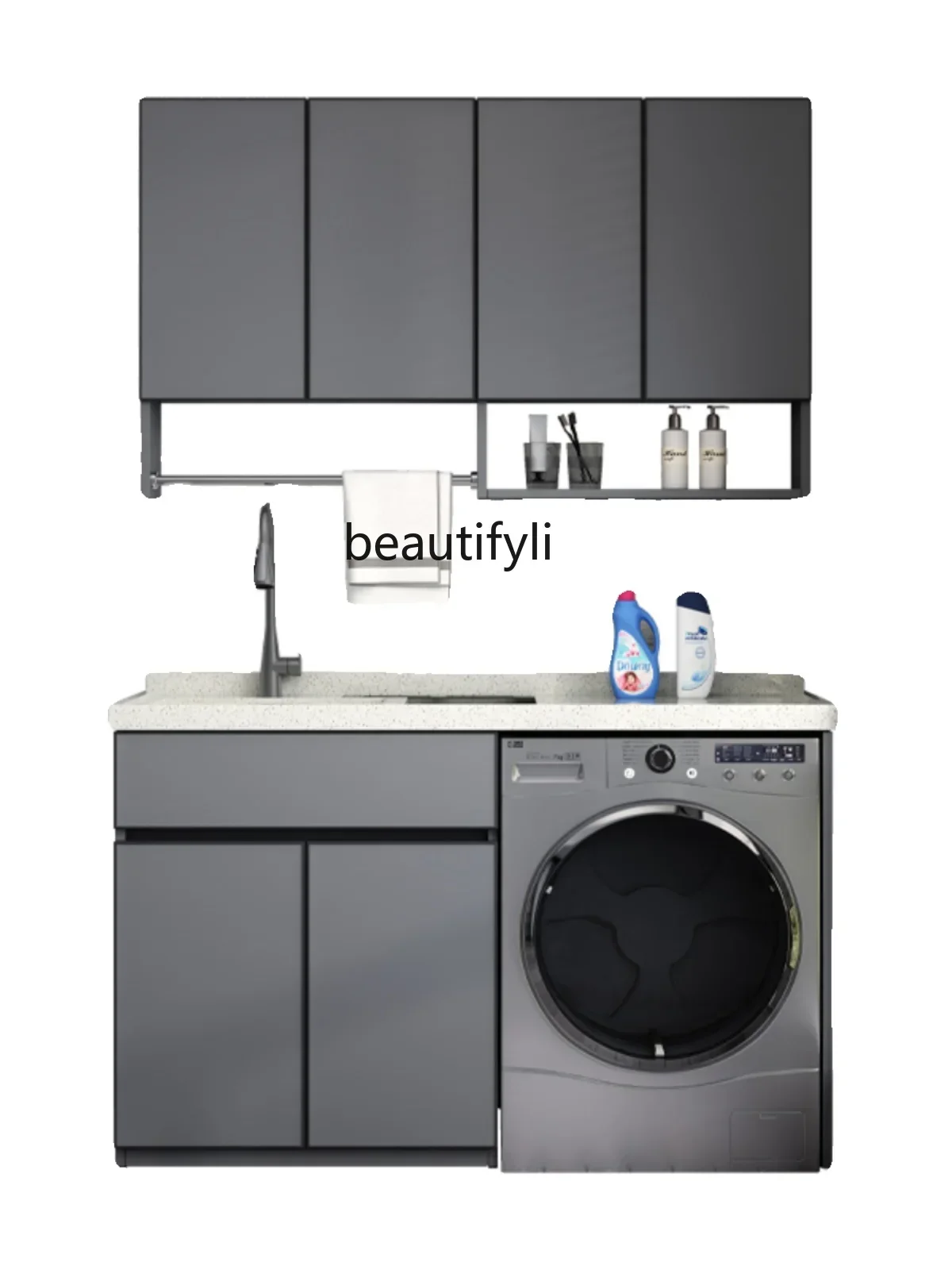 

Balcony Honeycomb Aluminum Wash Wardrobe 18mm Thick Washing Machine All-in-One Cabinet Combination Granite Inter-Platform Basin