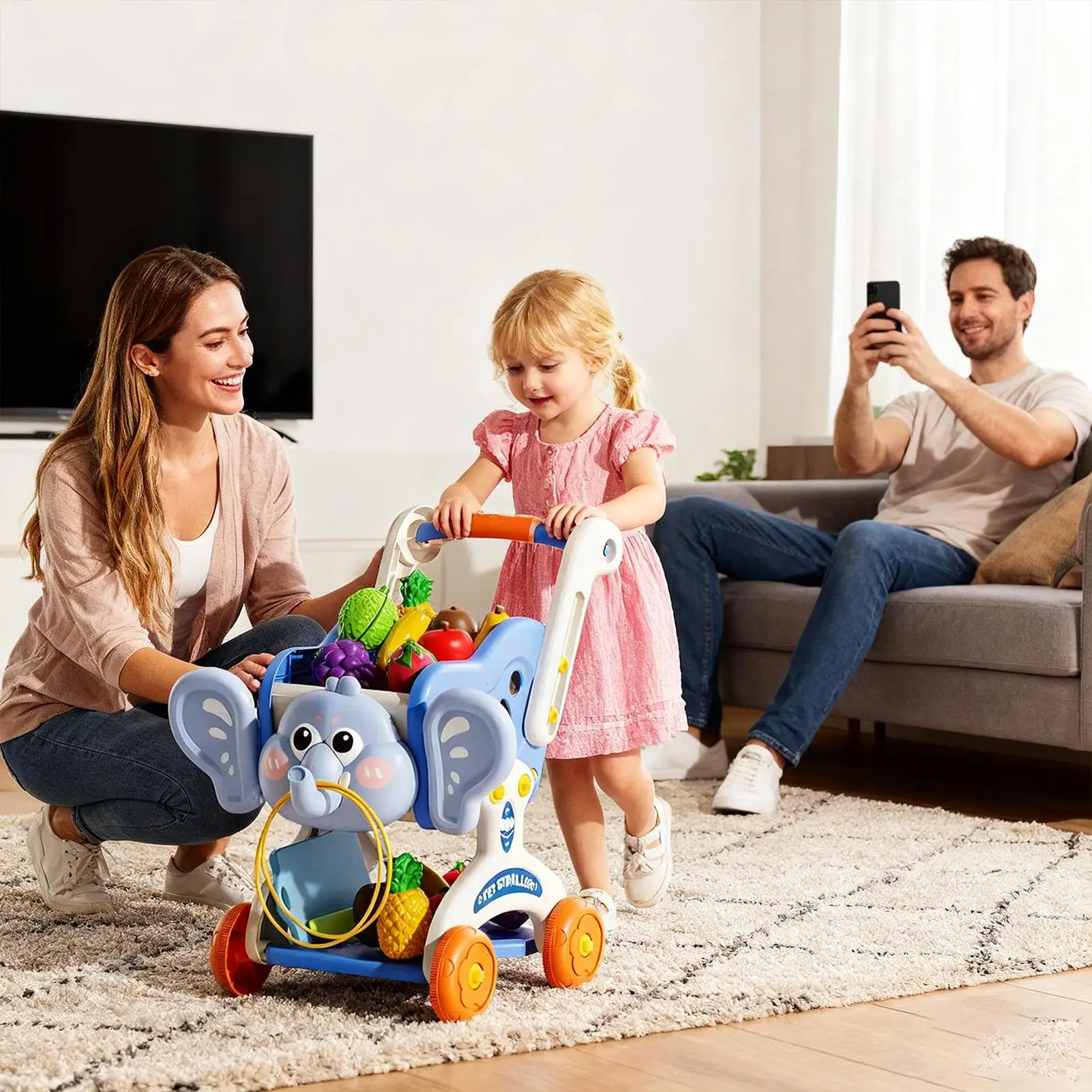 Carrinho de compras para crianças, carrinho de compras para bebês, conjunto de brinquedos de comida realista para 3 anos, meninos, meninas, cozinha, mercearia, mercado, casa