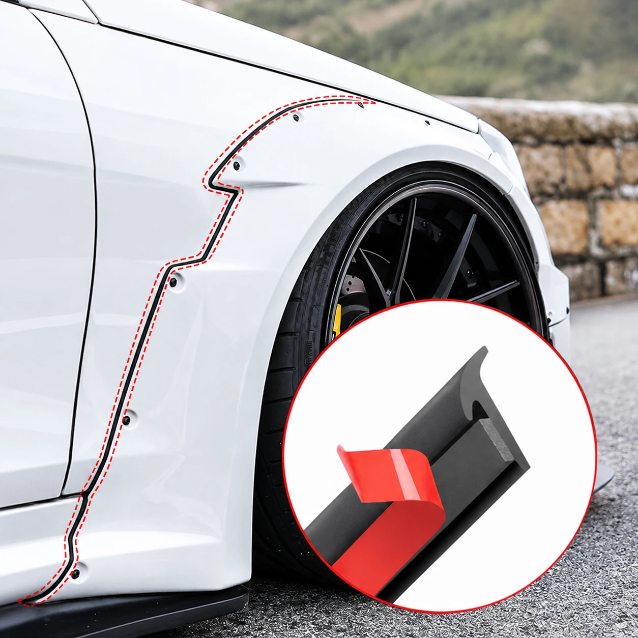 Car Sealing Strip Inclined T-Shaped Weatherproof Edge Gap Seal Strip Fender Flare Arch Rubber Protector Trim 5 Meters