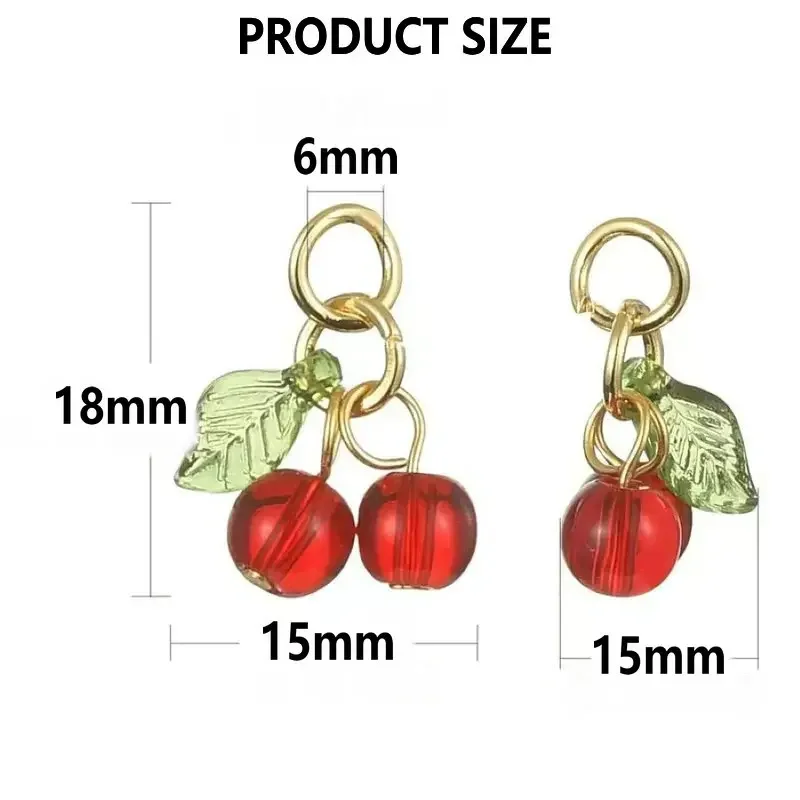 10pcs Red Cherry Charms Cute Glass Red Fruit Pendants with Loop DIY Jewelry Making Accessories for Bracelet Necklace Earrings image 2
