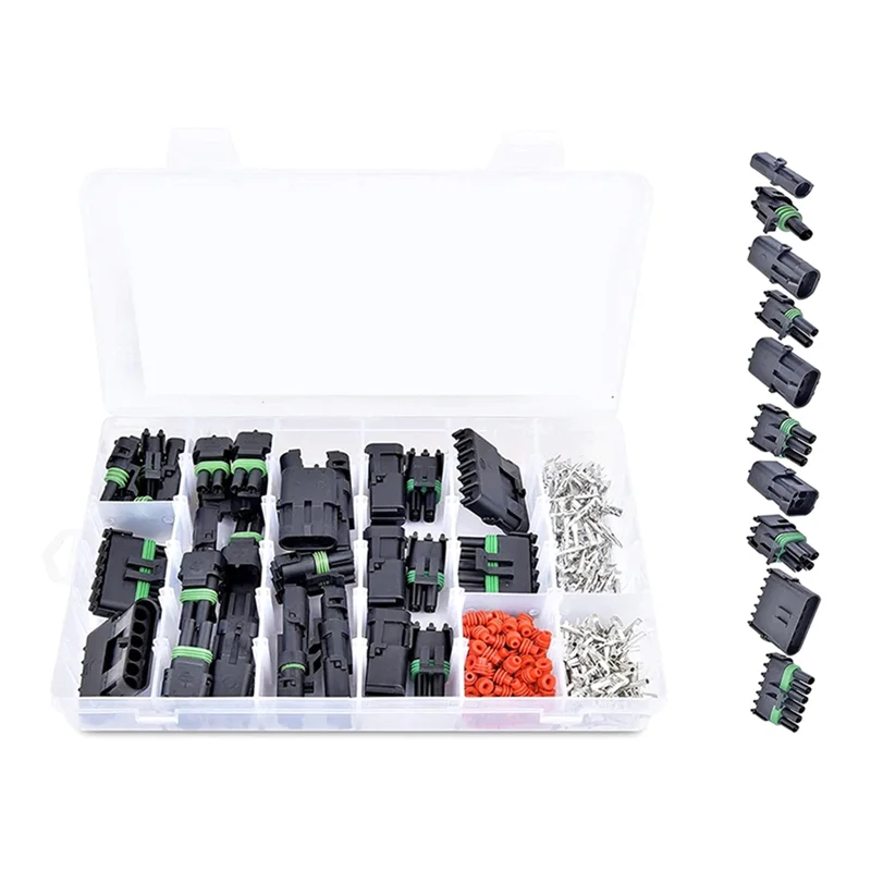 Efficientt-360Pcs مقاوم للماء موصل كهربائي للسيارات 1/2/3/4/6 ذكر أنثى دبوس موصل سلك السيارات التوصيل عدة 18-13A