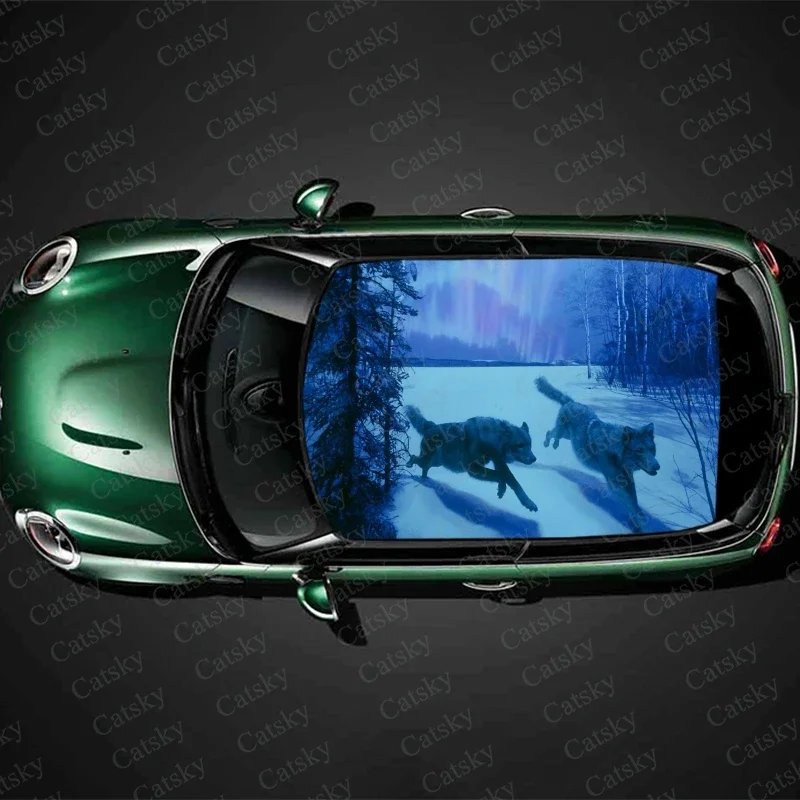 

Night Wolf Car Roof Sticker Auto Decoration Film Car Decal Hood Door Vinyl Sticker Graphic Wrap New Car Decoration Accessories