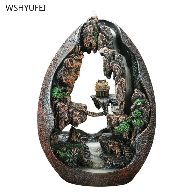 1 pc High Mountain Flowing Water Backflow Incense Burner Resin Crafts living room Xuanguan home decoration Housewarming gift