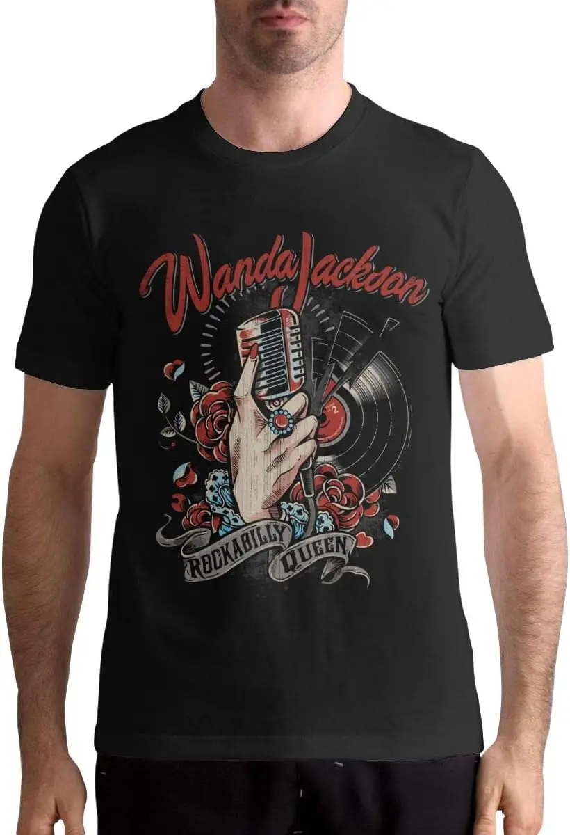 Wanda Jackson Men Shirt Cotton Graphic Print T-Shirt Short Sleeve T Shirt