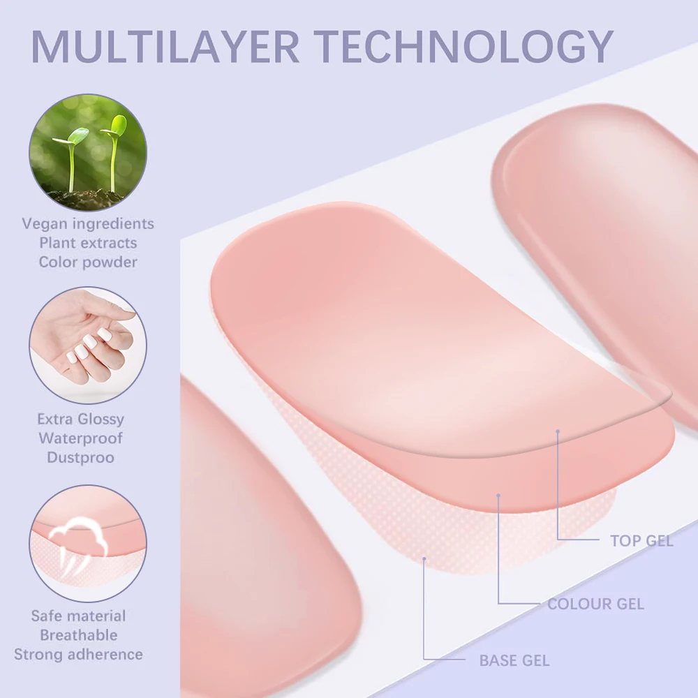 Autocollants en gel semi-durci N64.Wraps pour manucure, décalcomanies transparentes et solides, lampe UV LED, nail art, 16 pièces