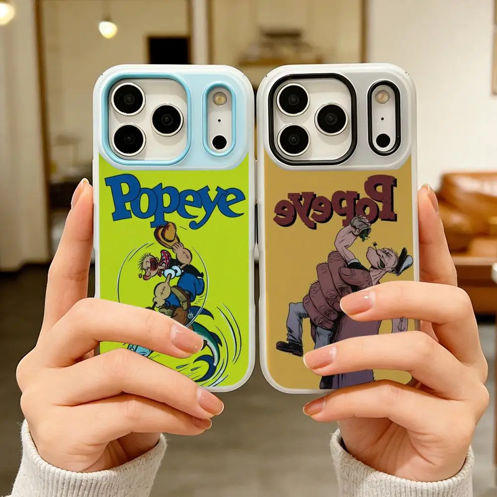 

Cartoon P-Popeye Phone Case Colorful 2‑in‑1 Jelly Matte Clear Full Protection Case For iPhone 11‑17 Series