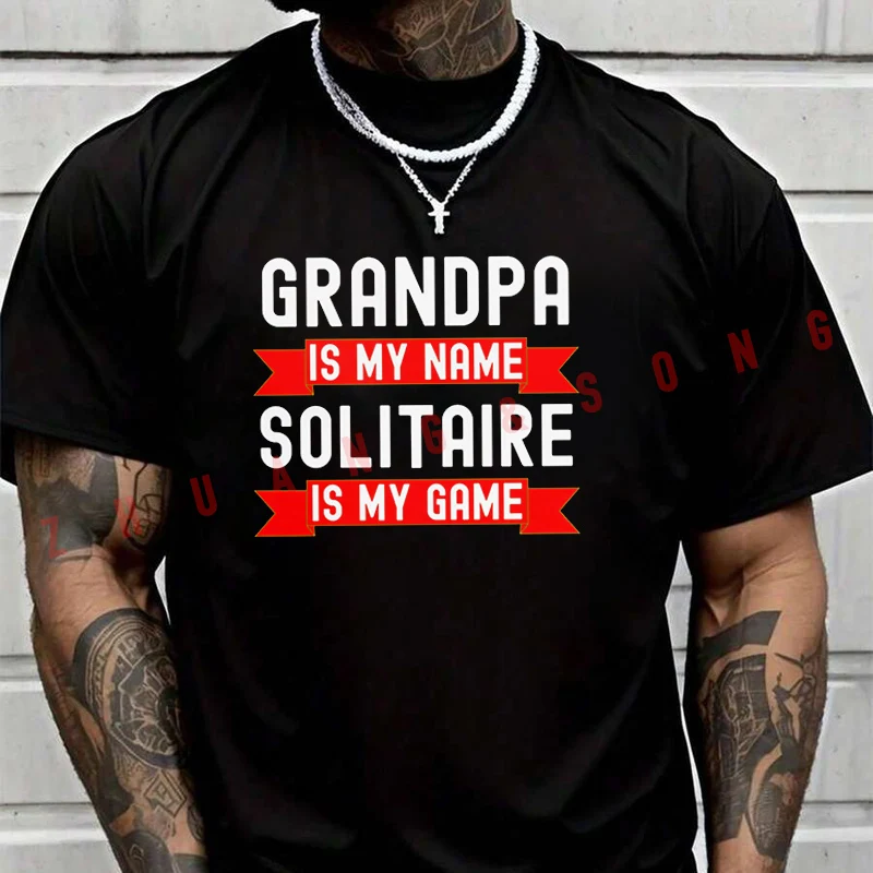 

Grandpa Solitaire Game T-SHIRT Male Brand Tee Shirt Men Summer T Shirts Casual High Quelity O-neck Tees