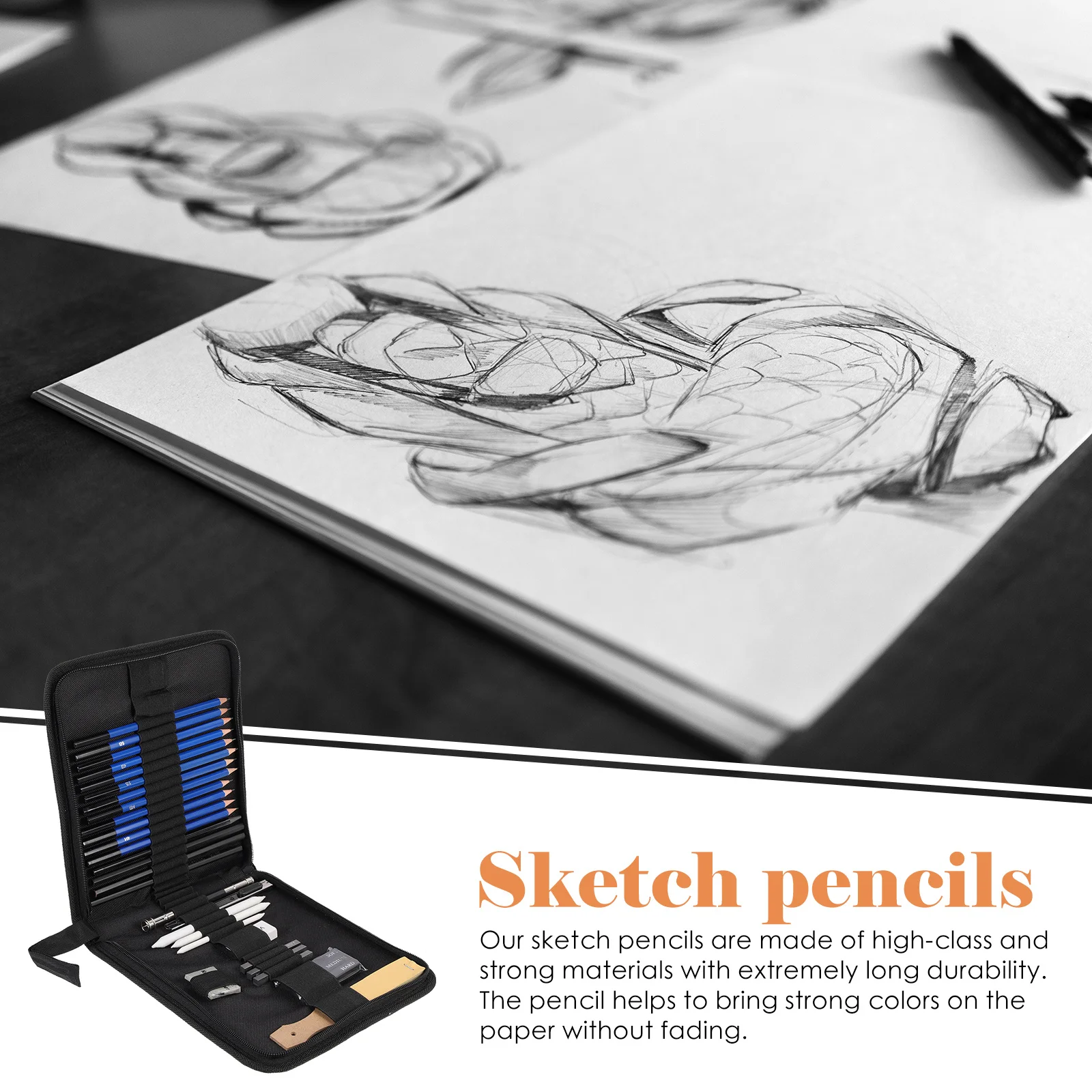 

1Set Sketching Complete Drawing Art Supplies Professional Sketch Kit for School Classroom Student Use