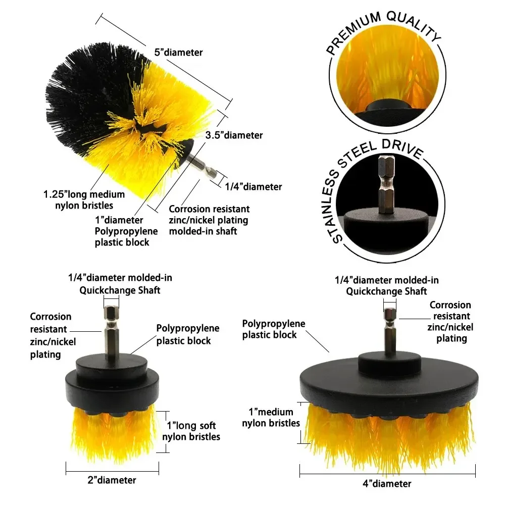3-teiliges Bohrbürsten-Set, Power-Schrubber, Reinigungsbürsten-Werkzeugset für Fugen, Böden, Badewannen, Duschen, Fliesen, Badezimmer, Küche, Oberflächen – Detail 9