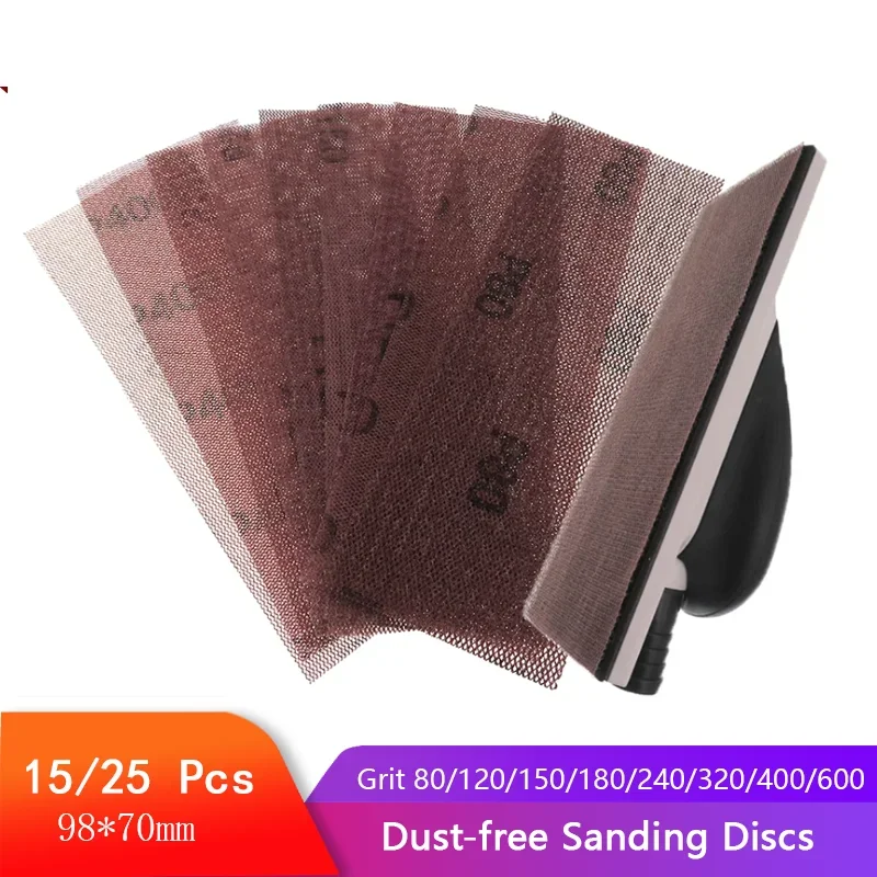 

15/25 шт. 198x70 мм сетчатые шлифовальные диски на липучке, абразивный пылезащитный диск, антиблокировочная острая шлифовальная наждачная бумага для автомобиля, дерева