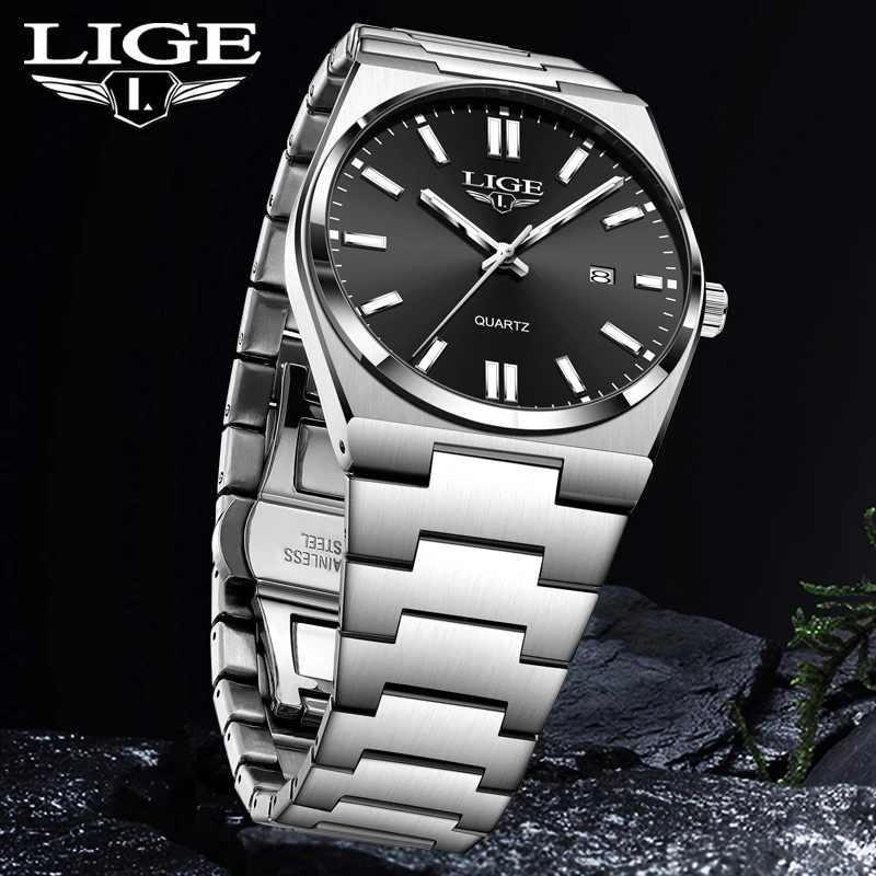 LIGE 2024 New Luxury Mens Watch Casual Fashion Quartz Watches Men 30M Waterproof Luminous Date Business Wristwatch Reloj Hombre