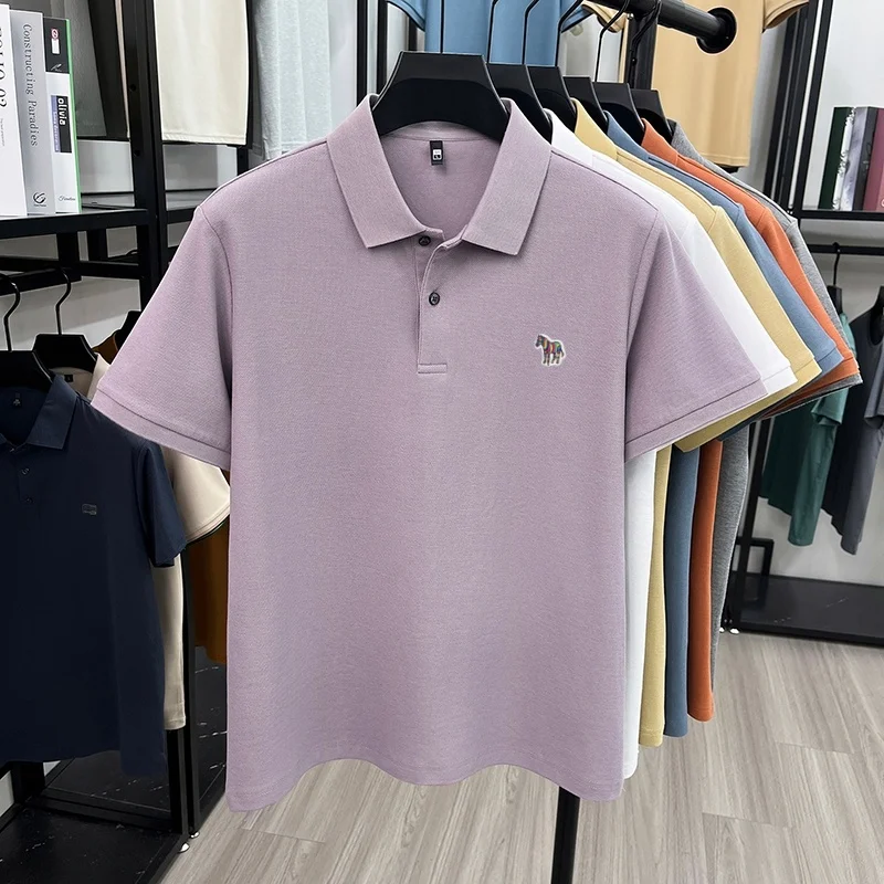 Herren Sommer Baumwolle 100% Poloshirt, Besticktes Kurzarm-T-Shirt mit Kragen, Business Casual Atmungsaktive Herrenbekleidung Oberteile – Detail 11