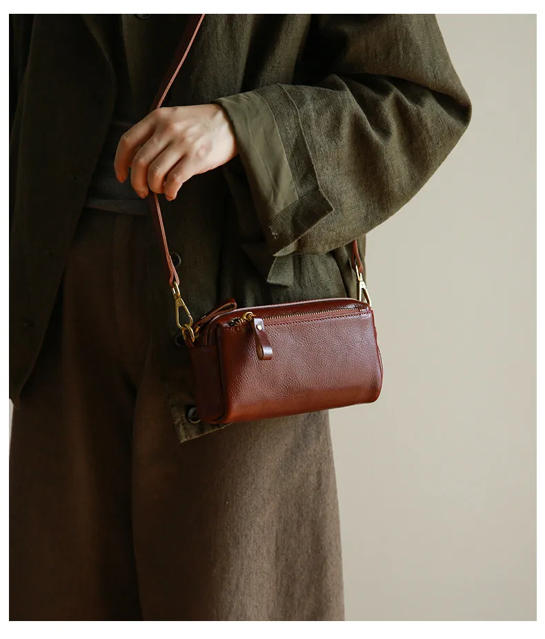Modische, handgefertigte Damen-Umhängetasche aus echtem Leder, ideal für Wochenendausflüge, luxuriöse Qualität, hochwertige Rindsledertasche. – Detail 1